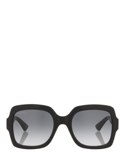 Gucci GC002057 Women's Rectangular Sunglasses, Black/Grey - view 2, Black/Grey
