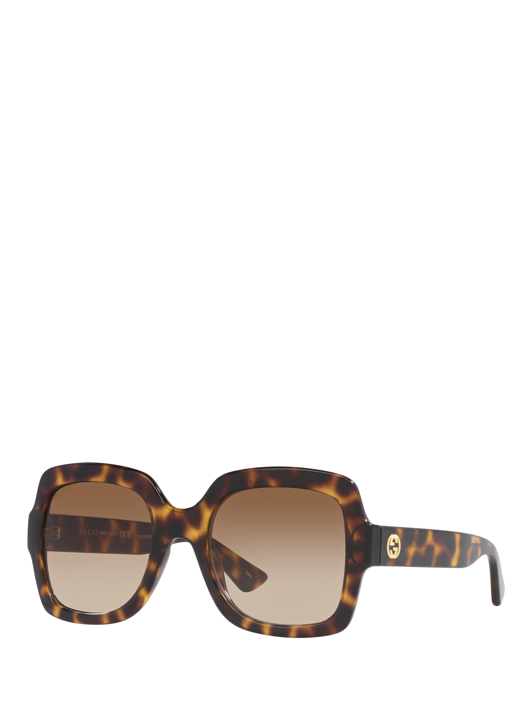 Product image 1 of 4, which shows Gucci GC002057 Women's Square Sunglasses, Shiny Tortoise/Brown Gradient