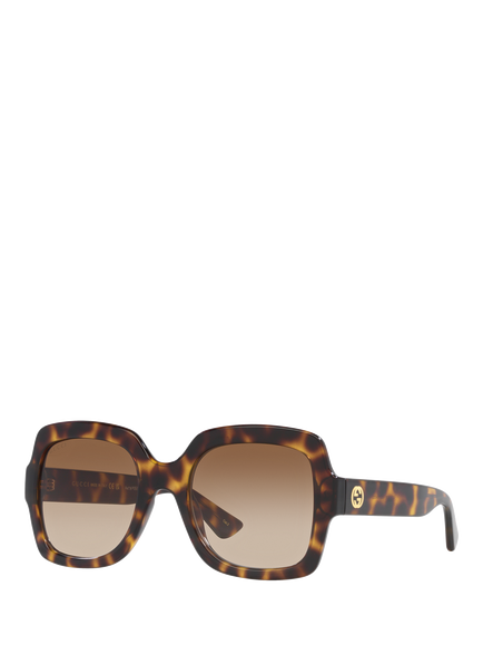 Gucci GC002057 Women's Square Sunglasses, Shiny Tortoise/Brown Gradient, Shiny Tortoise/Brown Gradient