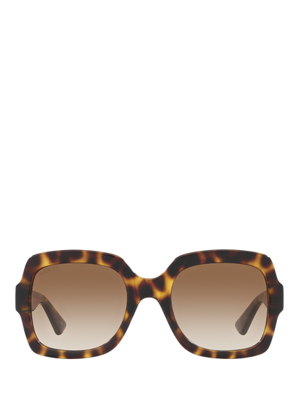 Gucci GC002057 Women's Square Sunglasses, Shiny Tortoise/Brown Gradient - view 2, Shiny Tortoise/Brown Gradient