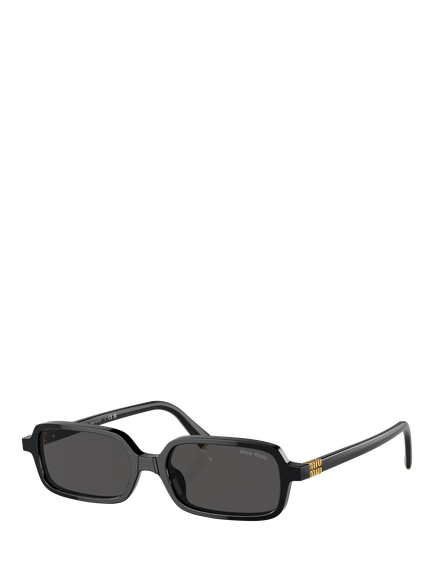 Miu Miu 0MU11Z Rectangular Sunglasses, Black, Black