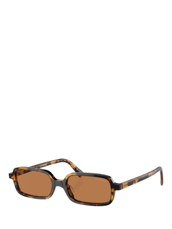 Miu Miu 0MU11Z Rectangular Sunglasses, Brown, Brown