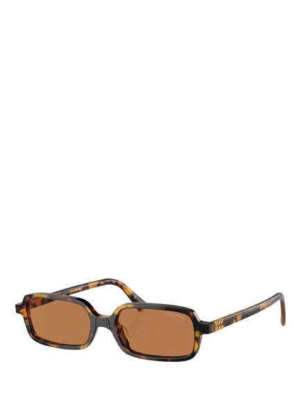Miu Miu 0MU11Z Rectangular Sunglasses, Brown, Brown