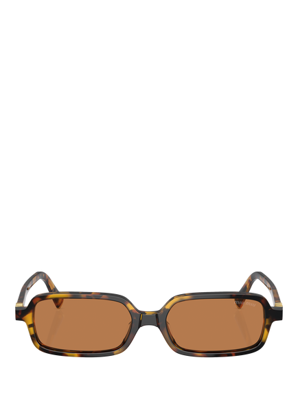 Miu Miu 0MU11Z Rectangular Sunglasses, Brown - view 2, Brown