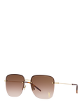 Yves Saint Laurent YS000348 Women's Square Sunglasses, Gold