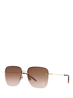 Yves Saint Laurent YS000348 Women's Square Sunglasses, Gold, Gold