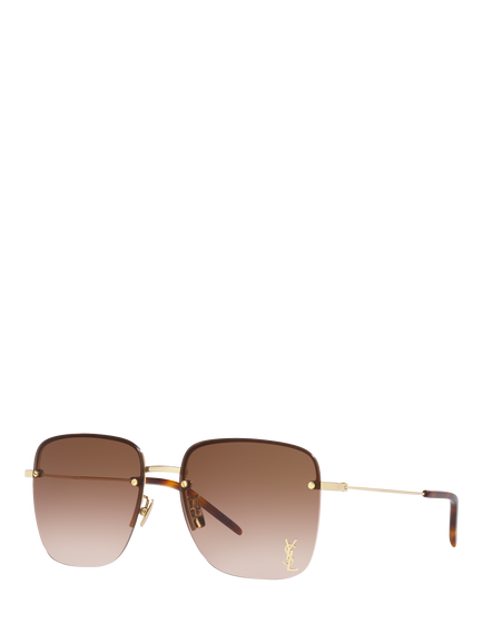 Yves Saint Laurent YS000348 Women's Square Sunglasses, Gold, Gold