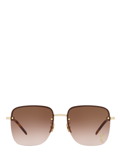 Yves Saint Laurent YS000348 Women's Square Sunglasses, Gold - view 2, Gold