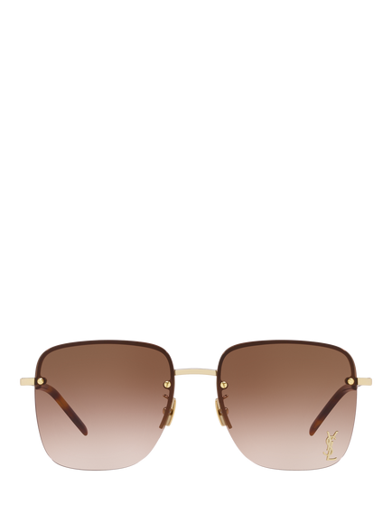 Yves Saint Laurent YS000348 Women's Square Sunglasses, Gold - view 2, Gold