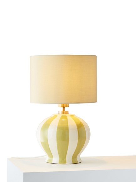John Lewis Burano Striped Ceramic Table Lamp, Pistachio