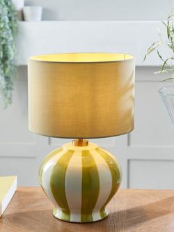 John Lewis Burano Striped Ceramic Table Lamp - view 2, Pistachio