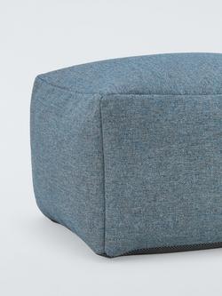 John Lewis Aquaclean® Square Ottoman Beanbag Pouffe - view 2, Denim