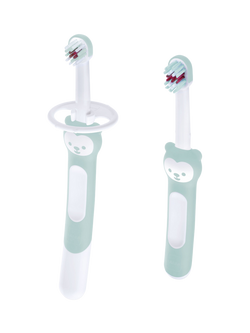 MAM Learn to Brush Toothbrush Set with Safety Shield, Blue