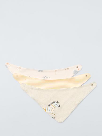 John Lewis Baby Zebra Stripe Dribble Bib, Pack of 3, Multi