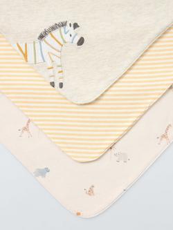 John Lewis Baby Zebra Stripe Dribble Bib, Pack of 3 - view 2, Multi