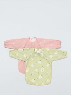 John Lewis Daisy Print Coverall Weaning Bibs, Pack of 2, Multi, 