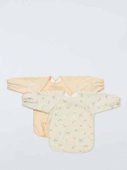 John Lewis Safari Print Coverall Weaning Bibs, Pack of 2, Multi, 