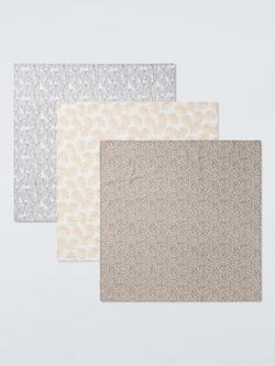 John Lewis Botanical Print Muslin Blanket, Pack of 3, 