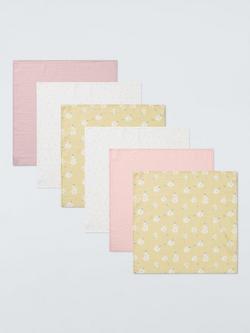 John Lewis Daisy Heart Mix Muslin Cloth, Pack of 6, 