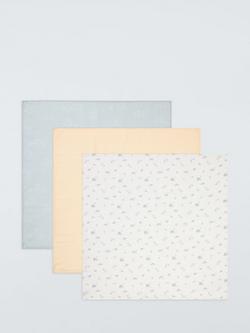 John Lewis Safari Stripe Mix Muslin Blanket, Pack of 3, Multi, Multi