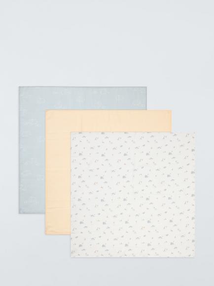 John Lewis Safari Stripe Mix Muslin Blanket, Pack of 3, Multi, Multi