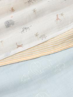 John Lewis Safari Stripe Mix Muslin Blanket, Pack of 3, Multi - view 2, Multi