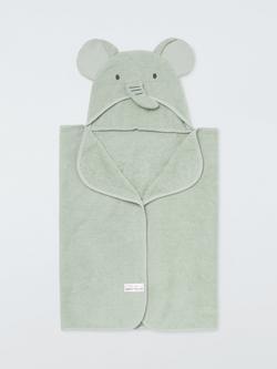 John Lewis Baby Elephant Hooded Towel, Green, Green
