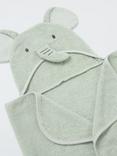 John Lewis Baby Elephant Hooded Towel, Green