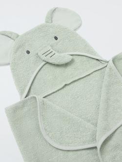 John Lewis Baby Elephant Hooded Towel, Green - view 2, Green