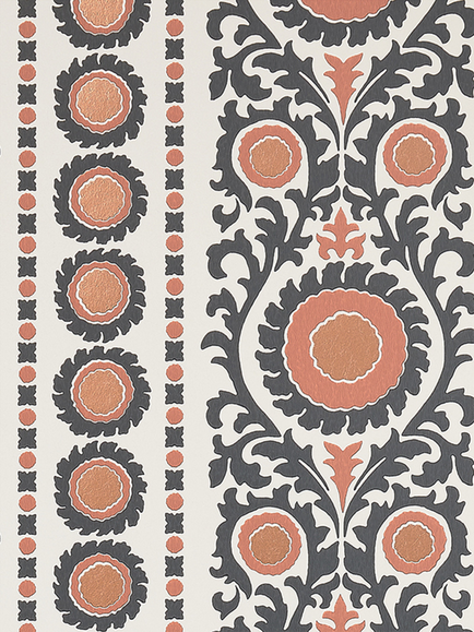 Osborne & Little Samrina Wallpaper, Charcoal/Copper