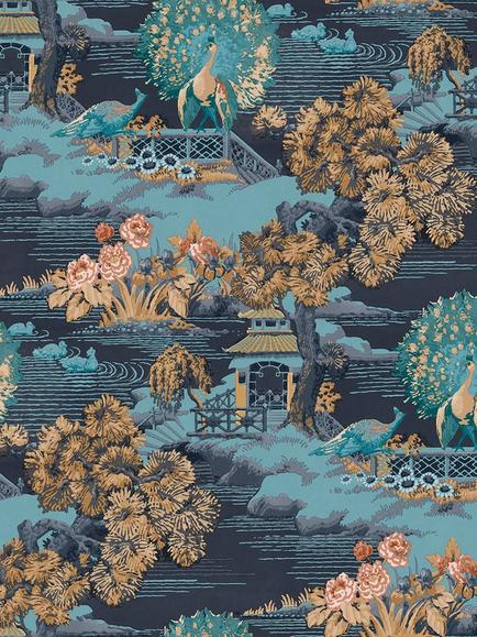 Graham & Brown Edo Toile Wallpaper, Navy, Navy