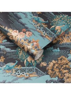 Graham & Brown Edo Toile Wallpaper, Navy - view 2, Navy