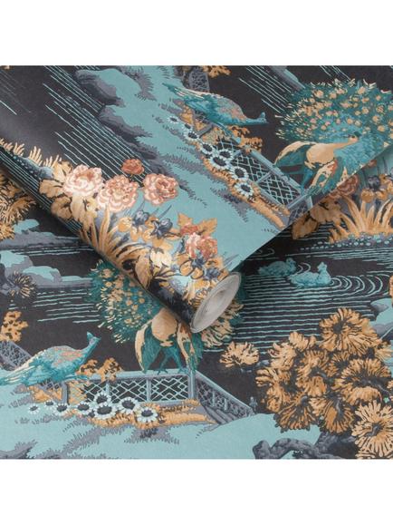 Graham & Brown Edo Toile Wallpaper, Navy - view 2, Navy