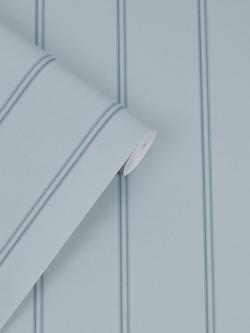 Laura Ashley Chalford Wood Panelling Wallpaper, Seaspray Blue - view 2, Seaspray Blue