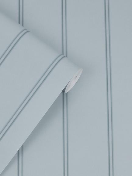 Laura Ashley Chalford Wood Panelling Wallpaper, Seaspray Blue - view 2, Seaspray Blue