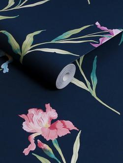 Laura Ashley Hawling Wallpaper, Midnight Seaspray - view 2, Midnight Seaspray