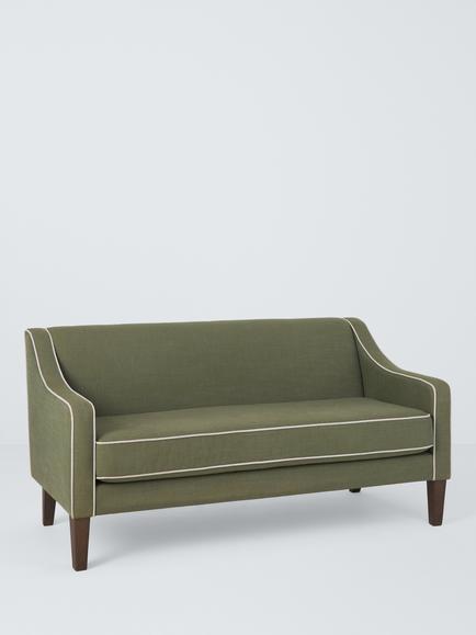 John Lewis Marlow Large 3 Seater Sofa, Dark Leg, Relaxed Linen Olive Green