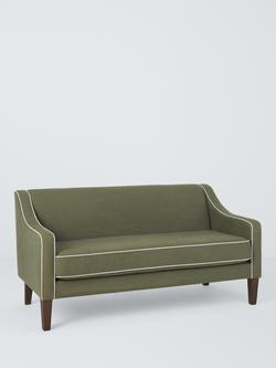 John Lewis Marlow Small 2 Seater Sofa, Dark Leg, Soft Weave Clay, Relaxed Linen Olive Green