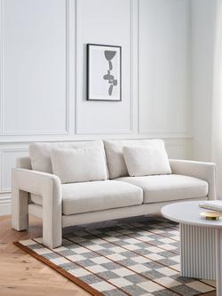 John Lewis Blocky Large 3 Seater Sofa - view 2, Natural Chenille