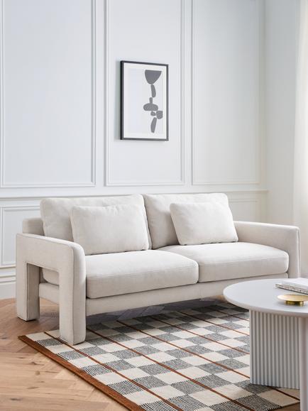 John Lewis Blocky Large 3 Seater Sofa - view 2, Natural Chenille