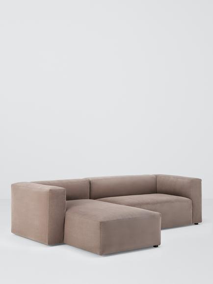 John Lewis Bloc LHF Chaise End Sofa, Latte Mini Cord