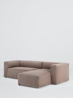 John Lewis ANYDAY Bloc RHF Chaise End Sofa, Latte Mini Cord