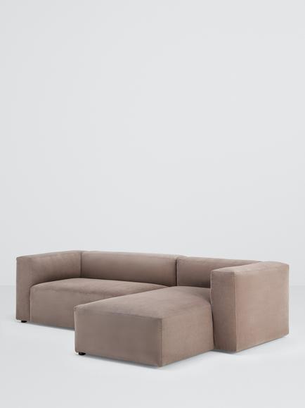 John Lewis Bloc RHF Chaise End Sofa, Latte Mini Cord
