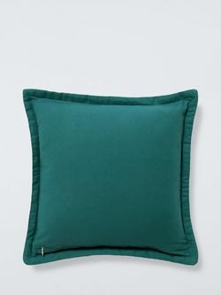 John Lewis Bordered Velvet Cushion - view 2, Petrol