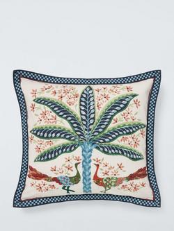 John Lewis Peacock and Palm Cushion, Multi, 