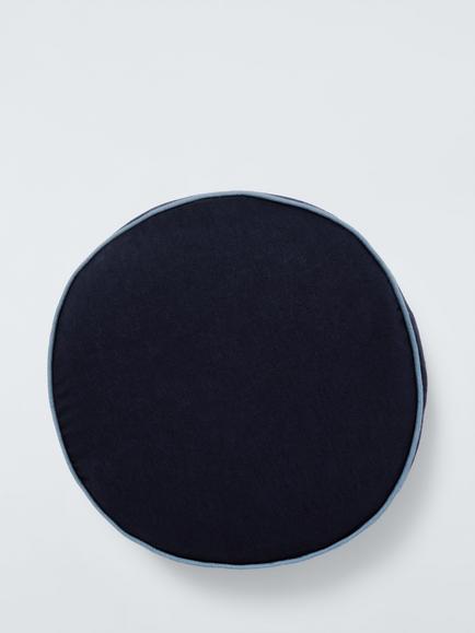 John Lewis Cotton Linen Round Scatter Cushion, 40cm, Navy