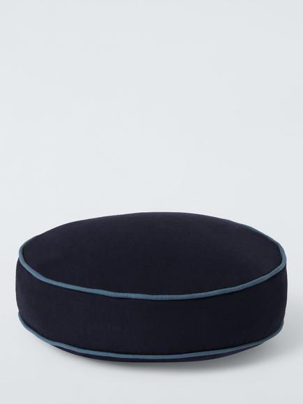John Lewis Cotton Linen Round Scatter Cushion, 40cm - view 2, Navy