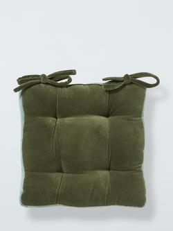 John Lewis Boxed Velvet Seat Pad, Avocado