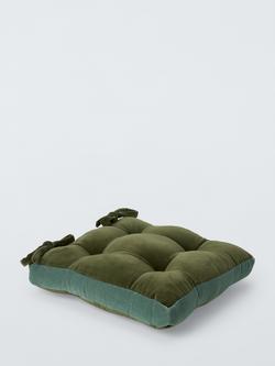 John Lewis Boxed Velvet Seat Pad - view 2, Avocado