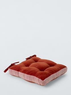 John Lewis Boxed Velvet Seat Pad - view 2, Sienna